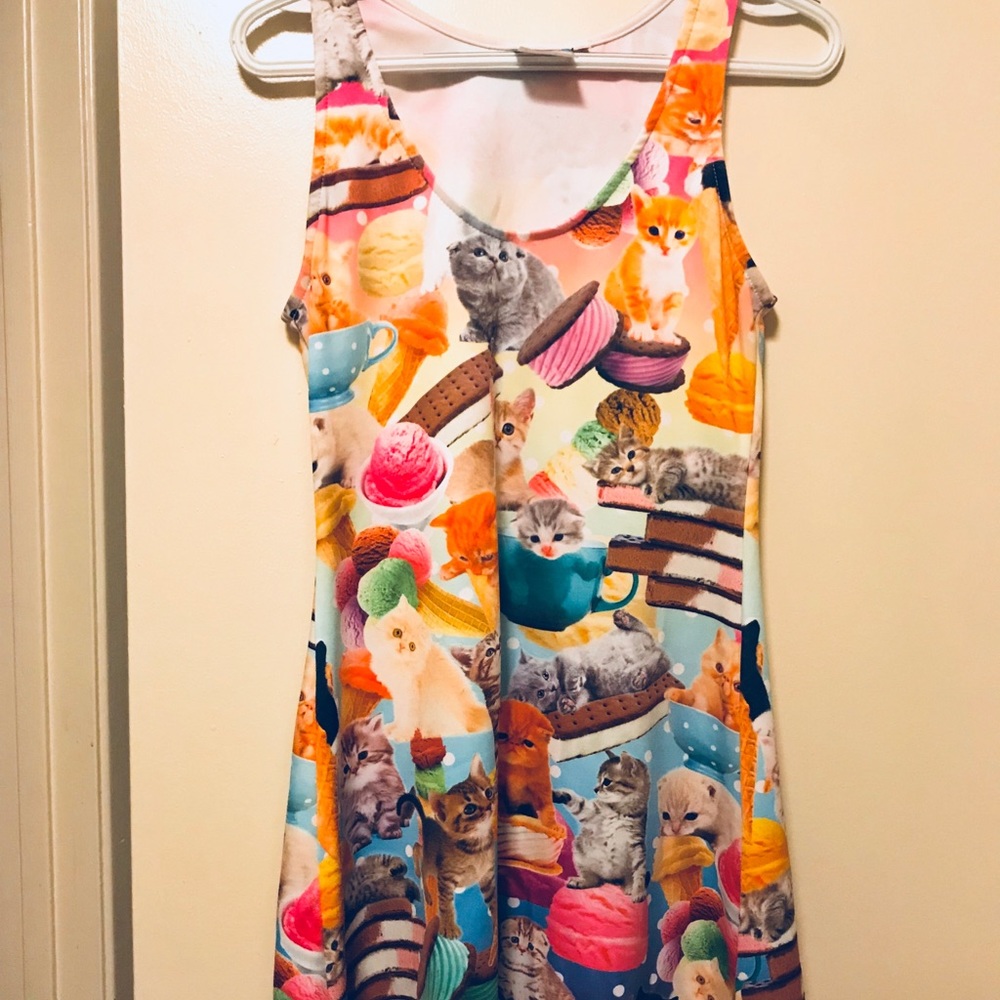 Kawaii LA cats and ice cream skater dress